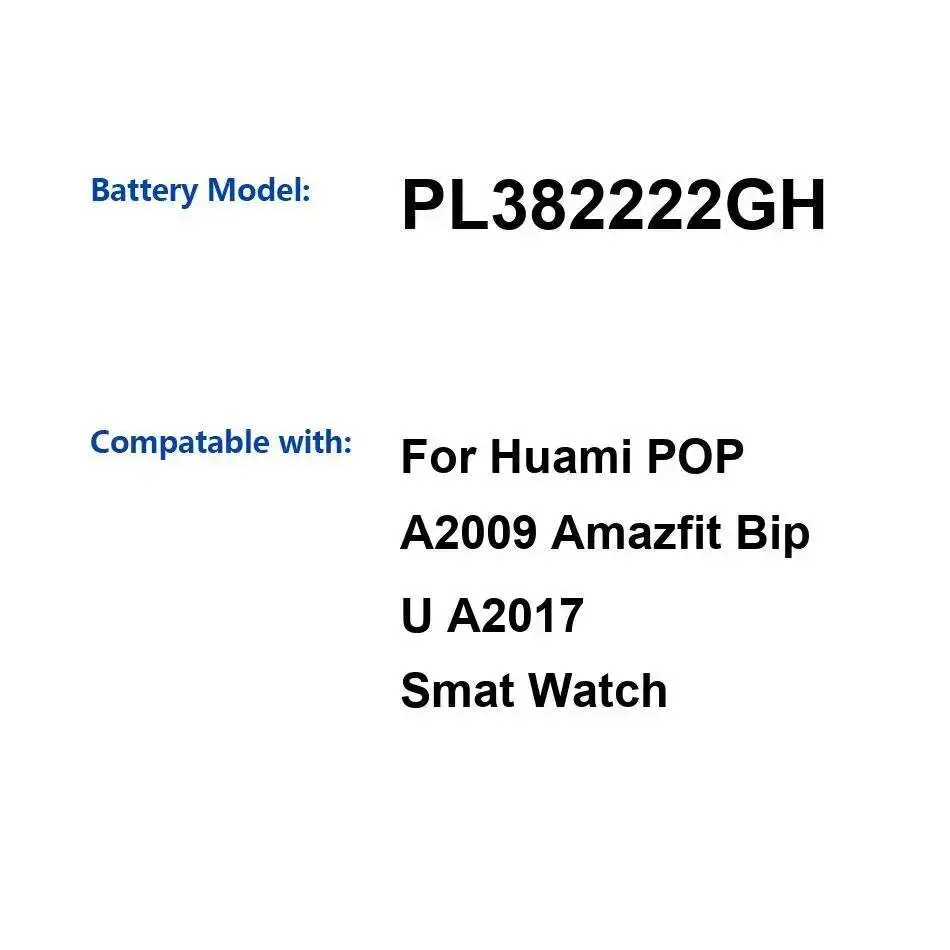 

2350 мАч PL382222GH для Huami Pop A2009 Amazfit Bip U A2017 Smat Watch Надежная сменная батарея