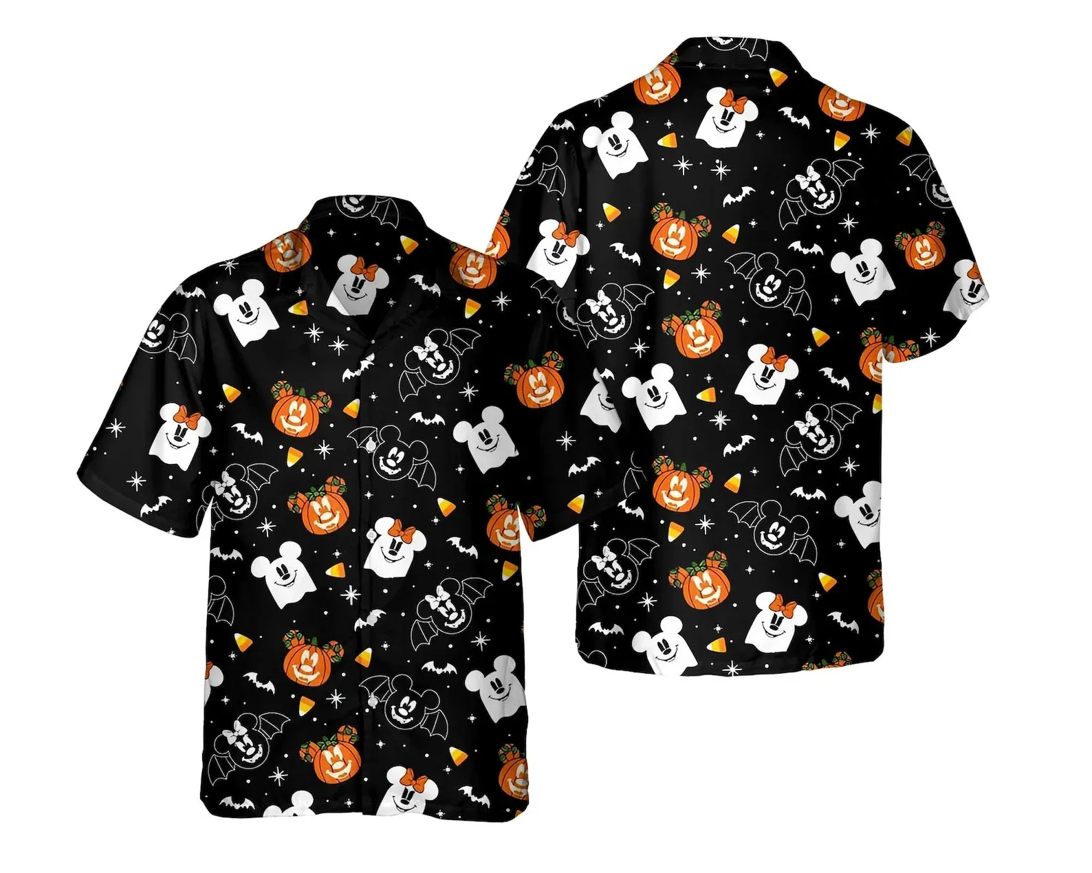 Miniso Mickey Mouse Halloween Hawaiian Shirt Men Women Short Sleeve Shirt Disneyland Hawaiian Shirt Casual Party Beach Shirt