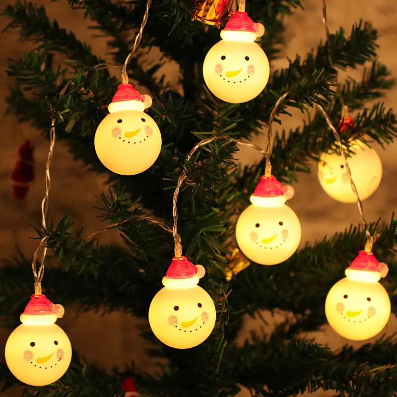 Lovely 3M 20LED Santa Claus Snowman String Lights Battery Powered Christmas Garland Fairy Lights for Home Party New Year Decor