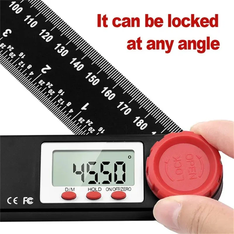 4 In 1 Digital Display Angle Ruler Protractor 3 Bubble Level Guage LCD Display Angle Measuring Tool Woodworking Accessories