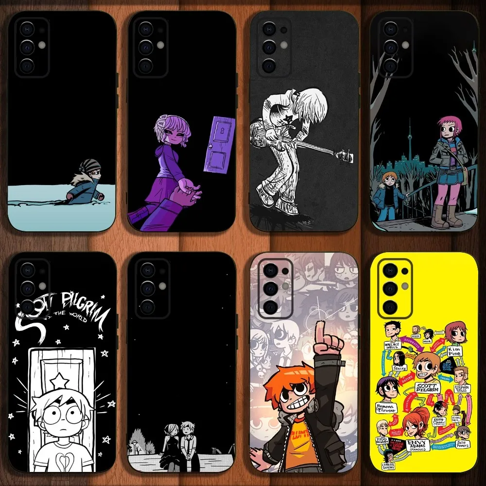 

Cartoon S-Scott P-Pilgrim Phone Case For Samsung S24,S21,S22,S23,S30,Ultra,S20,Plus,Fe,Lite,Note,10,9,5G Black Soft Cover