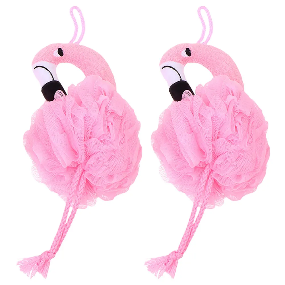 

2pcs Flamingo Bath Ball Body Scrubber Cleaning Exfoliating Shower Balls Lightweight Long Term Use Bath Cleaning Scrubber Rich