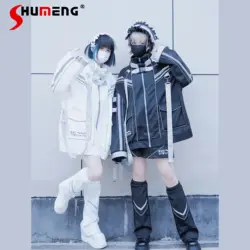 Japanese Style Mechanical Style Sportswear Overcoat 2024 New Original Y2K Mine Couple Sub-Reflective Loose Coat Women