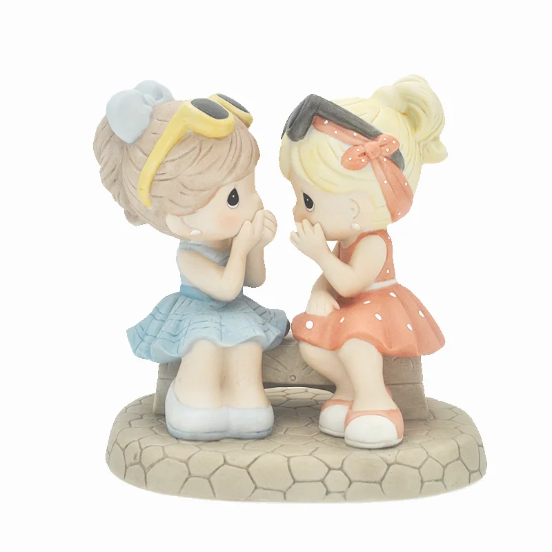 

Cartoon Creativity Precious Moments Cute Girls Best Friends Figurine Statue Desktop Ornaments Home Decoration Birthday Gift