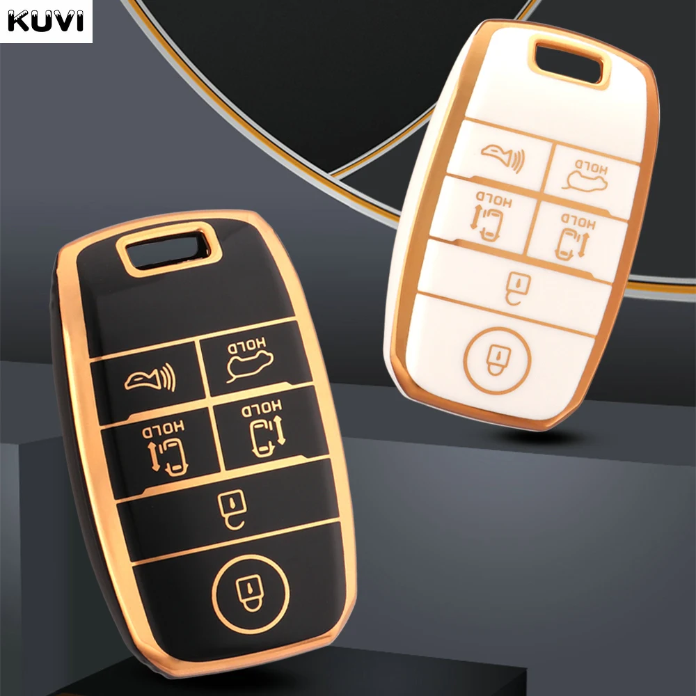 TPU Car Key Case Cover Shell Fob For Kia Sedona Grand Carnival Snugly Sorento L580 Doule Carnival Protected Holder Accessories