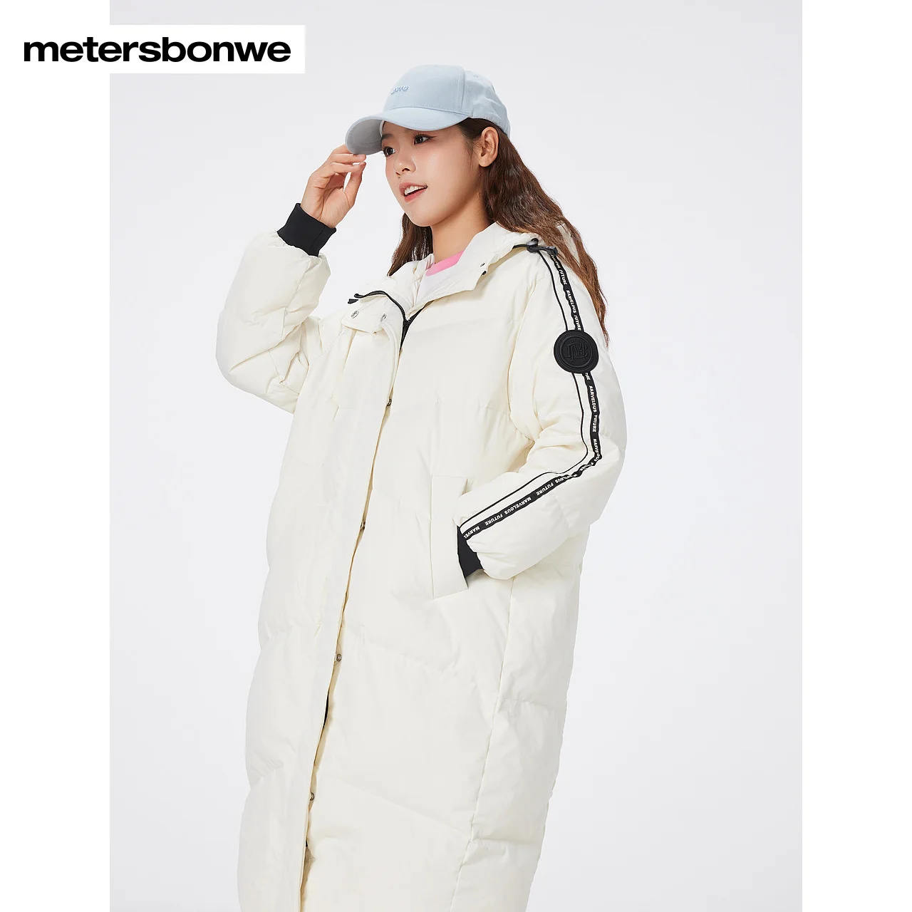 Metersbonwe Long Hooded Down Jacket Women Thick Winter Parker Coat Fashion Warm Jackets Casual White Outerwear Brand Tops