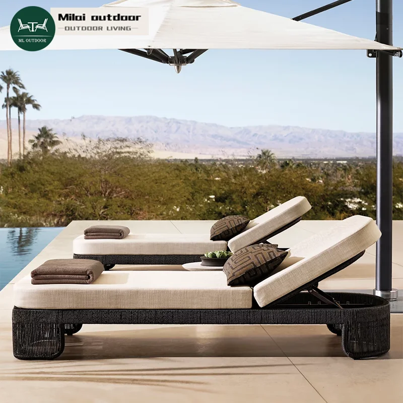 

Outdoor Leisure Bed For Garden Hotel Balcony Villa Swimming Pool Beach-Durable PE Rattan For Parks Courtyards And Balconies