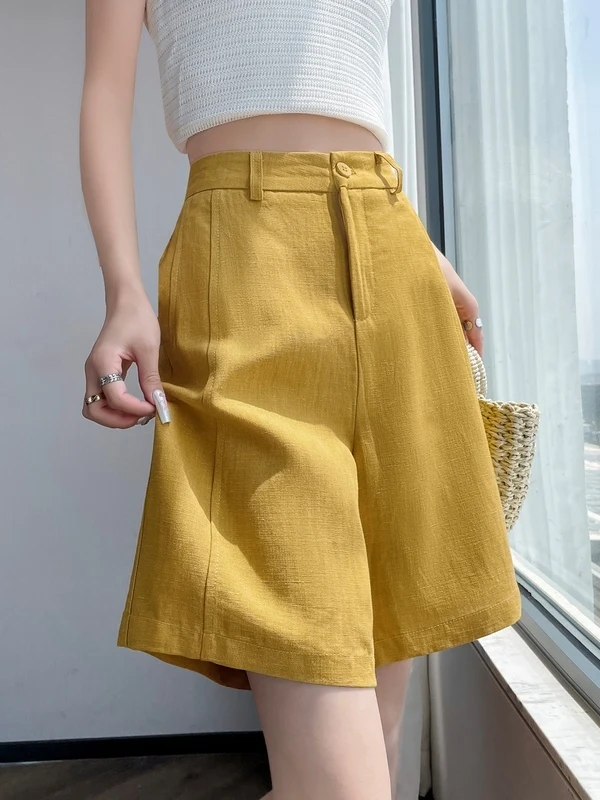 

High Waist Wide Leg Cotton Linen Pants Women's A-Line Shorts Casual Style Summer New Arrival Ladies' Premium Quality Trousers