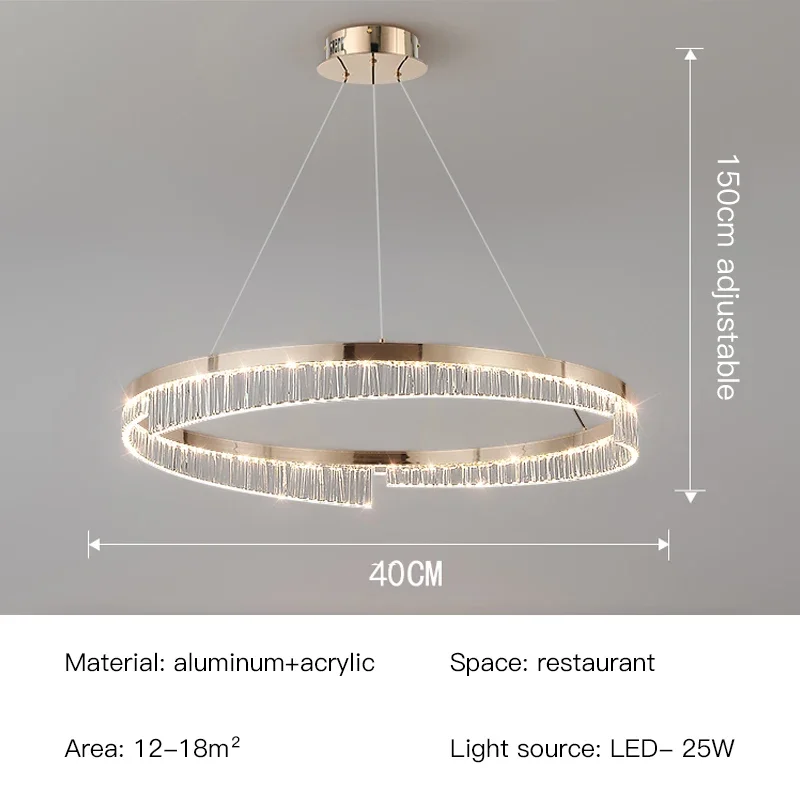 2026 Luxury Ring Led Chandelier for Living Room Suspension Aluminium Lamp Bedroom Dining Room Pale Gold  Italian Art Deco Lamps
