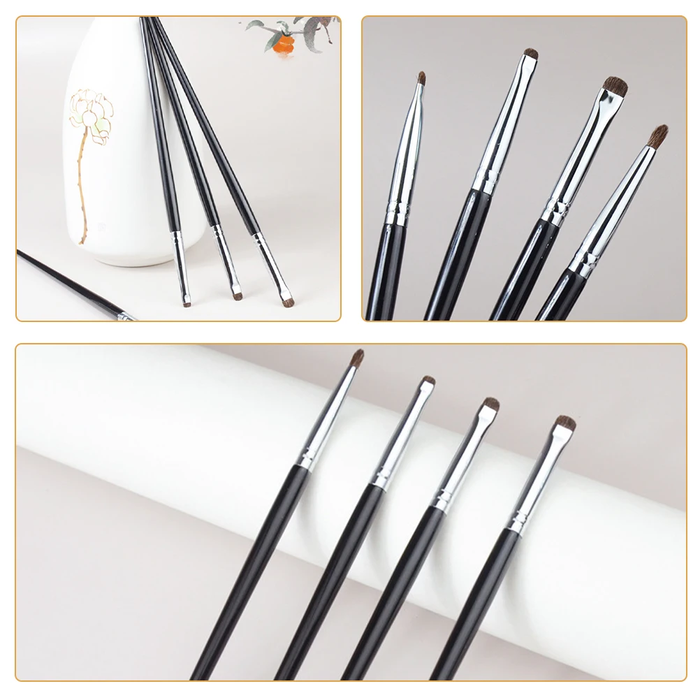 4Pcs Eye Makeup Brush Set Fine Precision Eyeliner Brushes Small Lightweight Ergonomic Handle for Professional Beginner Makeup