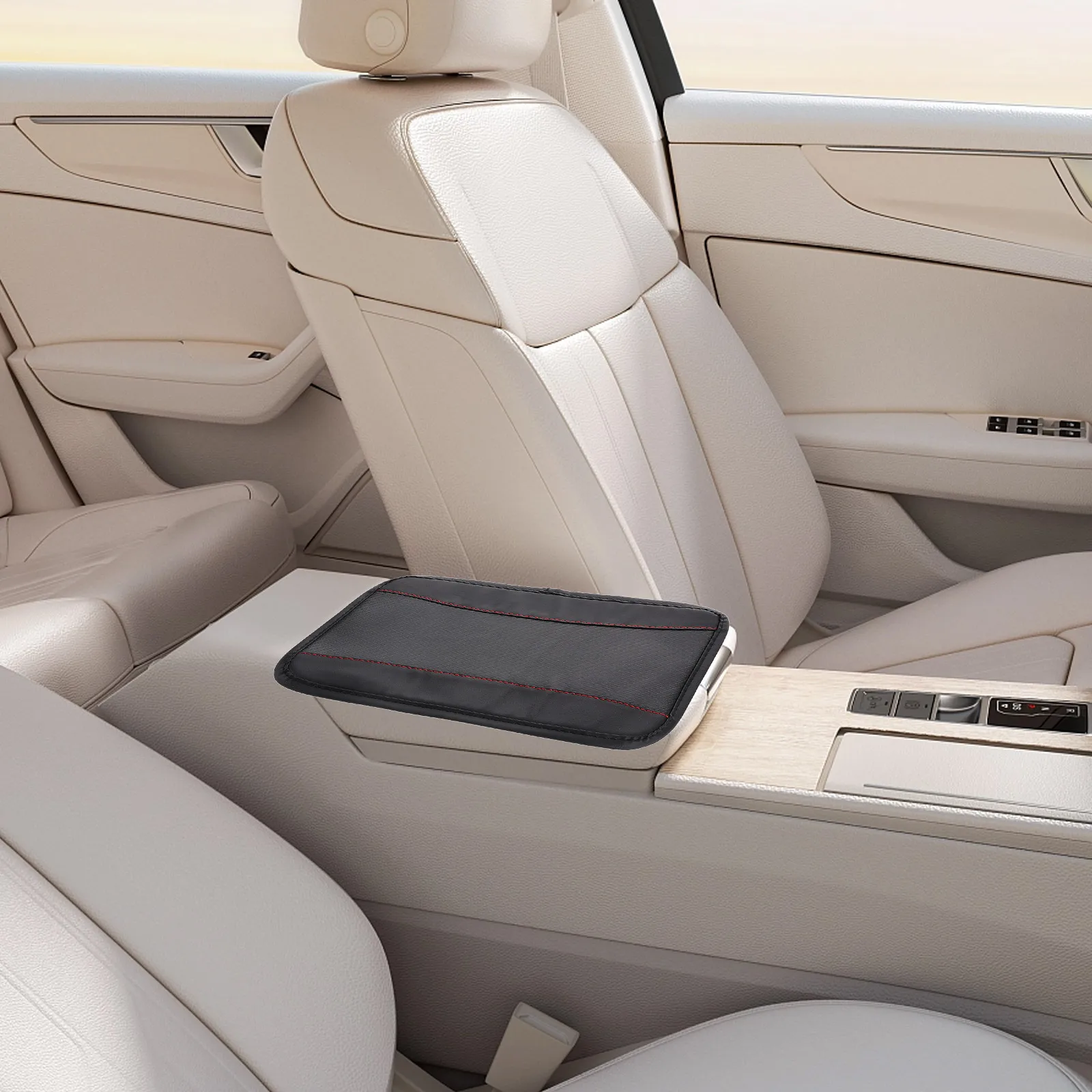 

Pu Car Armrest Non-Slip Breathable Cushion All Season Comfortable Center Console Cover Durable Interior Protection For