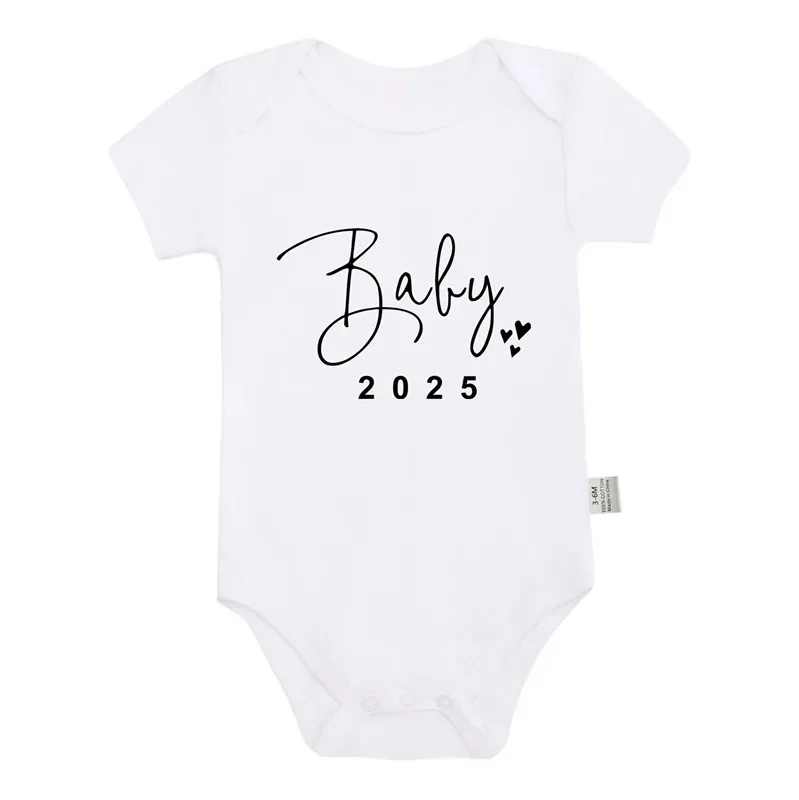 Baby Announcement Coming Soon 2025 Newborn Baby Romper Summer Boys Girls Bodysuit Body Pregnancy Reveal Clothes Infant Jumpsuit