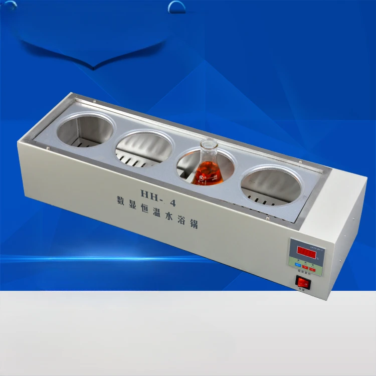 HH-4 single-row four-hole constant temperature water bath pot with digital display and temperature control.