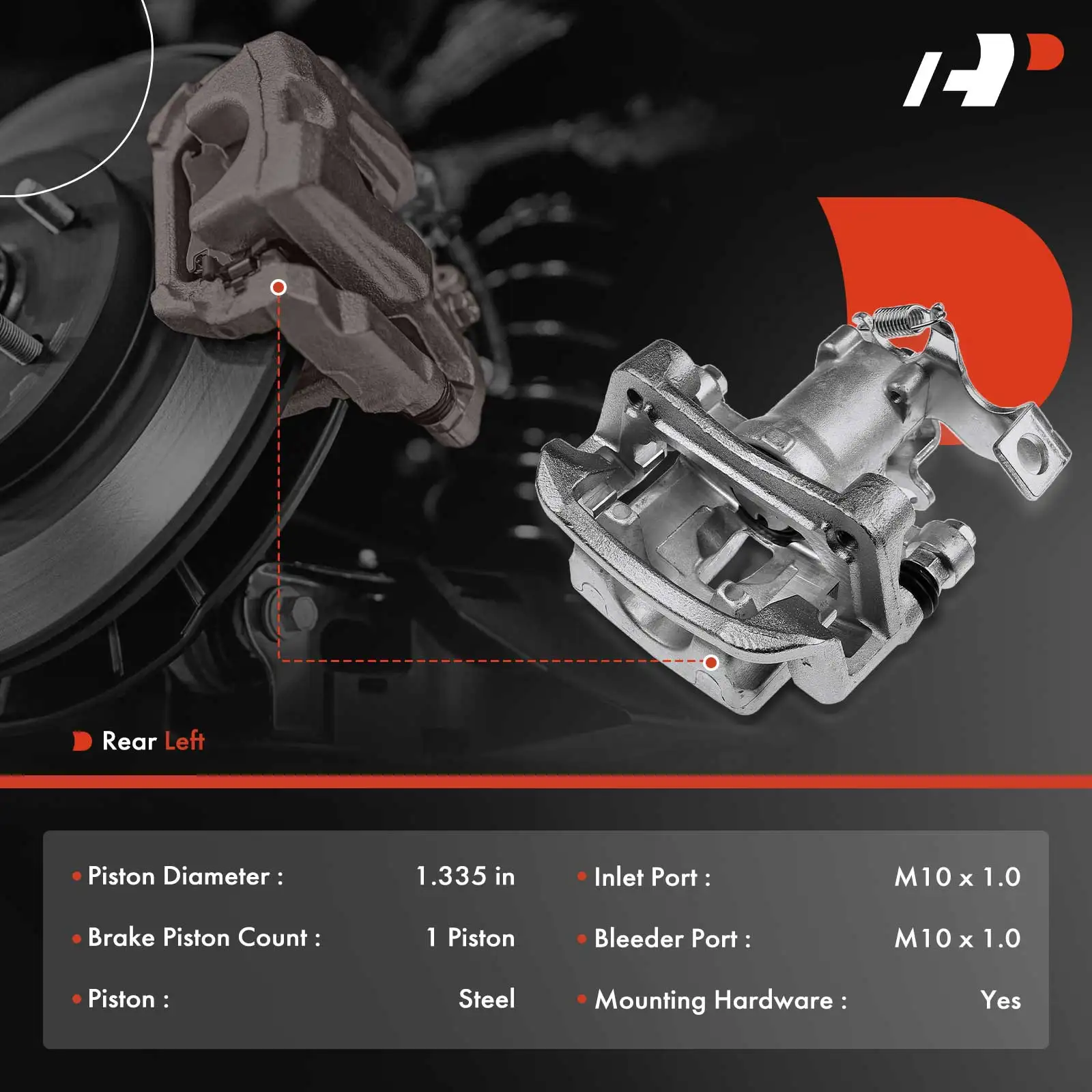 A-Premium Rear LH Left Driver Side Disc Brake Caliper with Bracket for Kia Soul 2014-2018