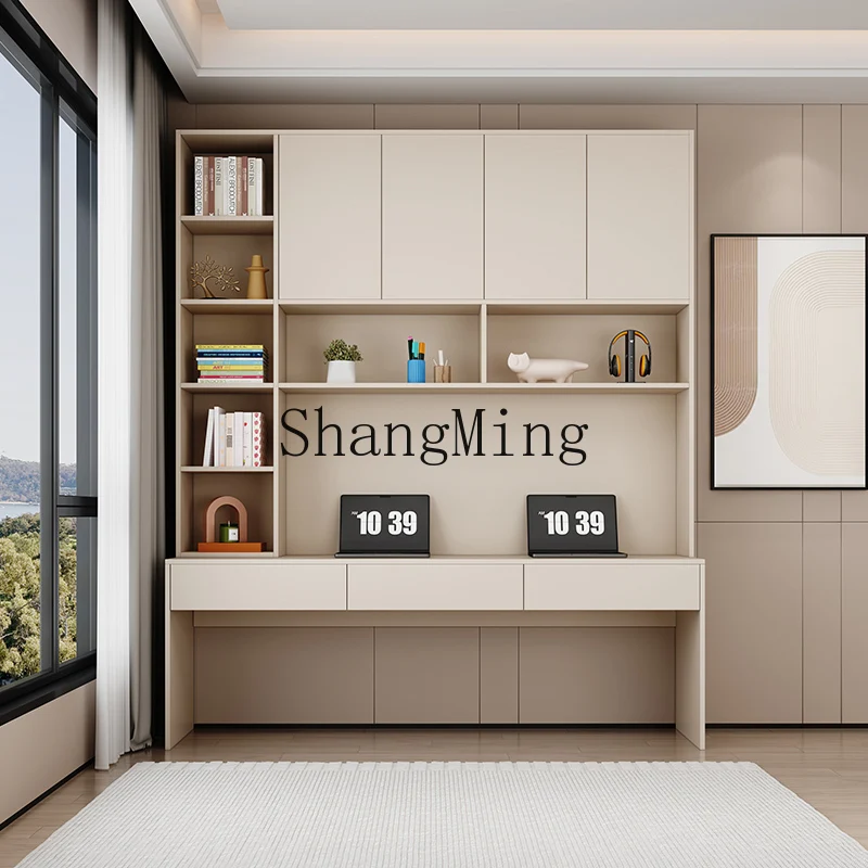 SM Modern Simple Household Bookshelf Integrated Writing Desk Bedroom Multifunctional Computer Desk