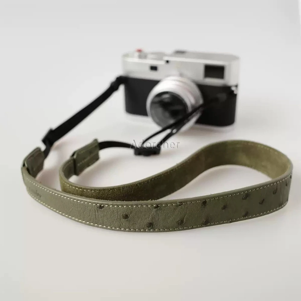 1PC Vintage Ostrich Leather Camera Shoulder Strap Adjustable 95‑130cm Sling Lanyard Compatible for DSLR/ Mirrorless Camera