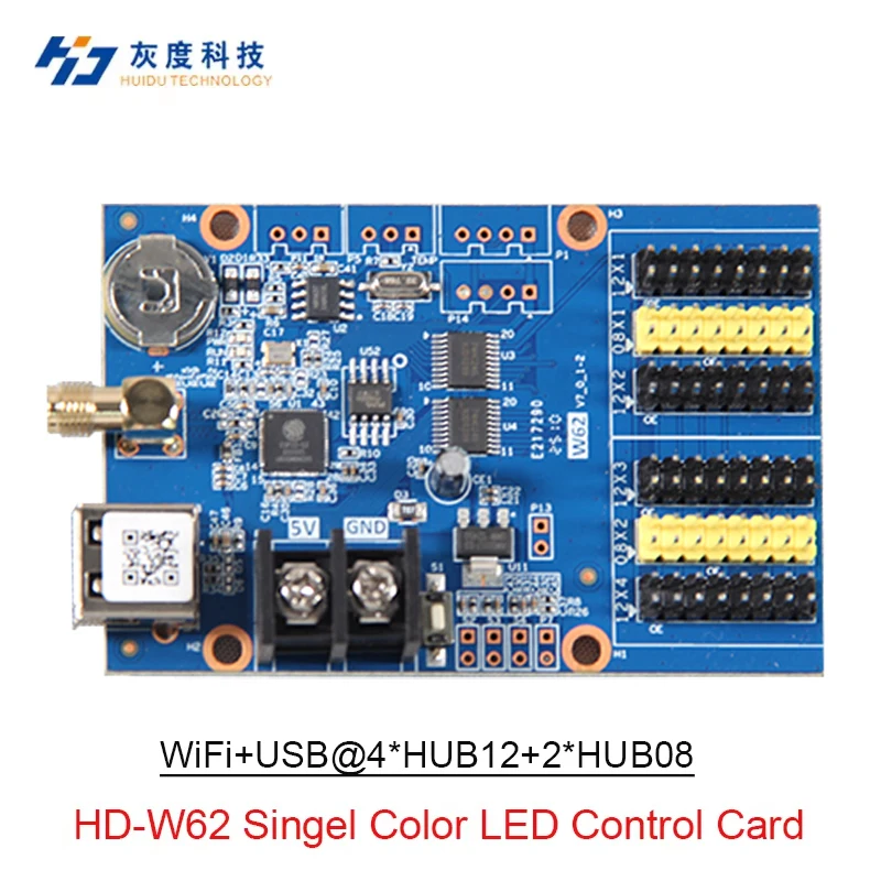 Huidu HD-W60 HD-W62 HD-W63 WiFi & U-disk Control Card, Single/Dual Color LED Controller for P10 Single Dual Color LED Display