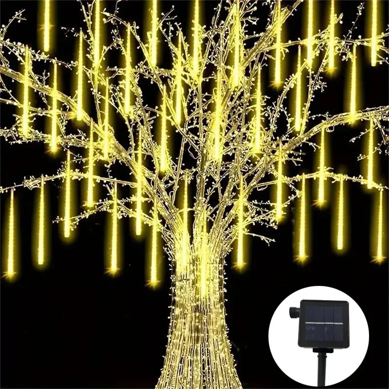 1pc Solar LED Meteor Shower Rain Lights Waterproof Falling Raindrop Fairy String Light for Christmas Wedding Party Decor 30/50CM