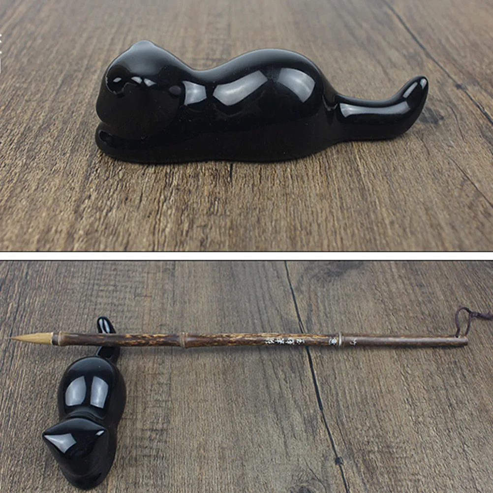 2Pcs Unique Ceramic Cat Design Pen Holder Paperweight Desk Organizer for Pens Brushes Chopsticks Forks Spoon Home Office Decor