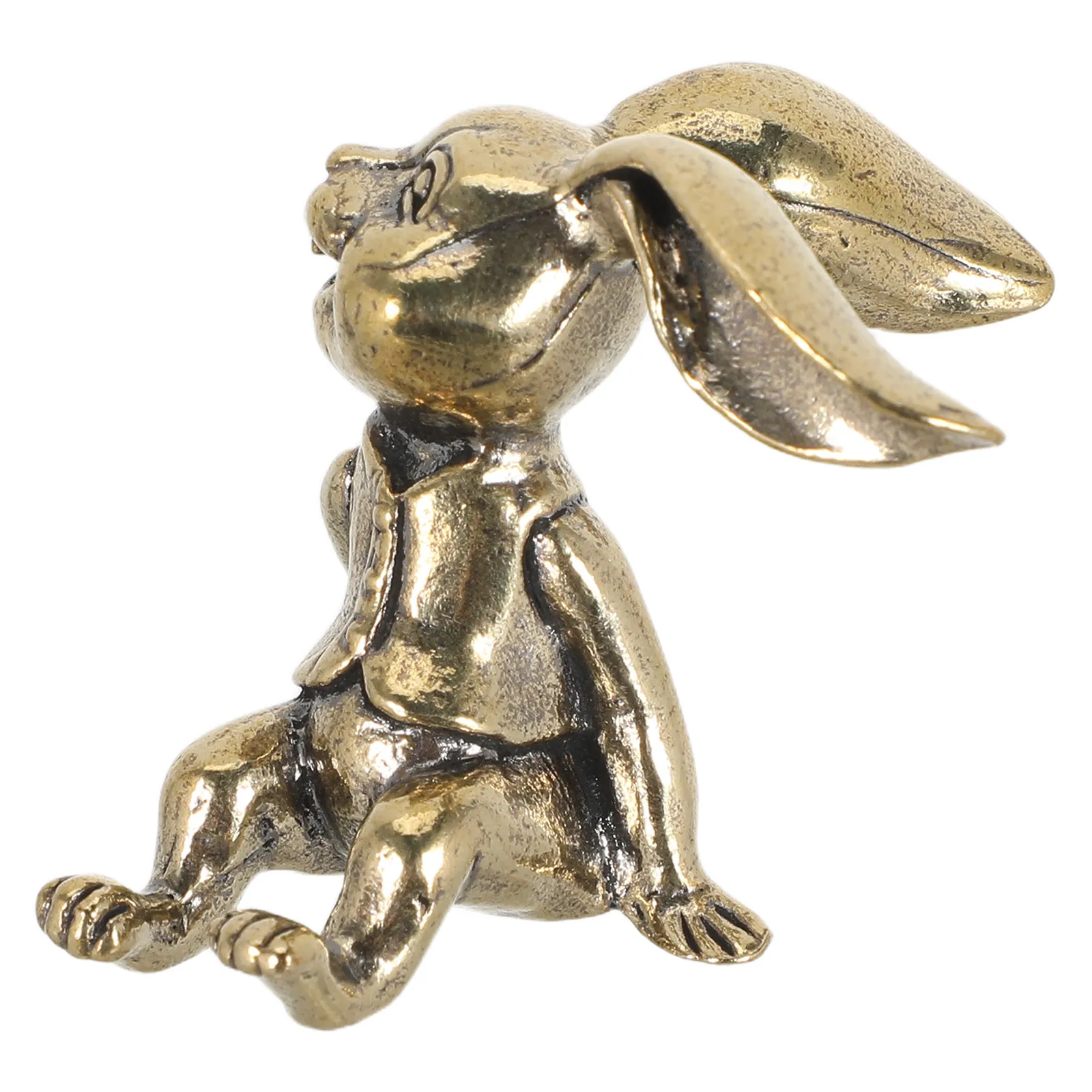 Brass Rabbit Statue Decorative Sculpture Art Home Office Desk Ornament Living Room Decor Yellow Copper Animal Figure