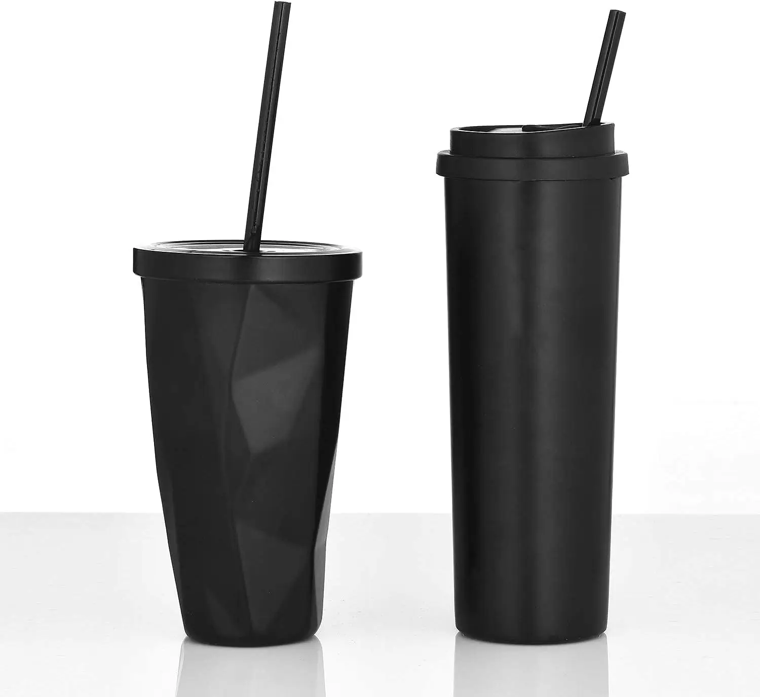 Reusable Black Straws for Stanley, YETI, Mason Jar, Starbucks Glasses, 12 with 1 Brush