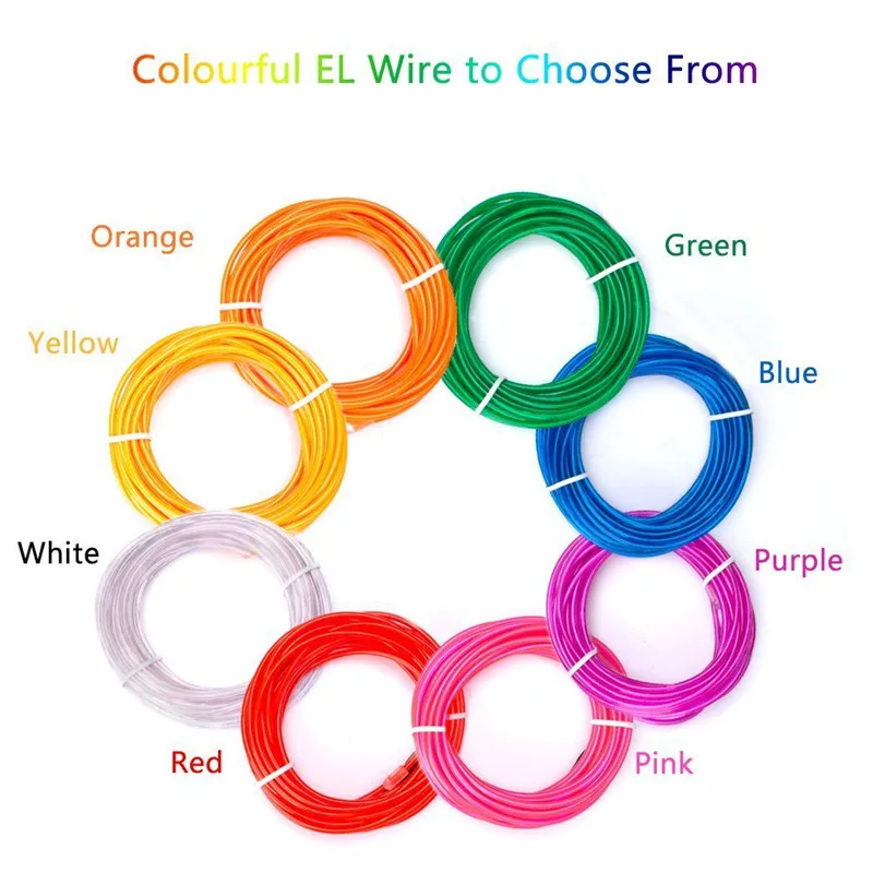 1m 3m 5m Glow EL Wire cavo al Neon per la festa di ballo di natale costumi fai da te luce AA batteria lampada di controllo USB 2.3MM corda LED Strip