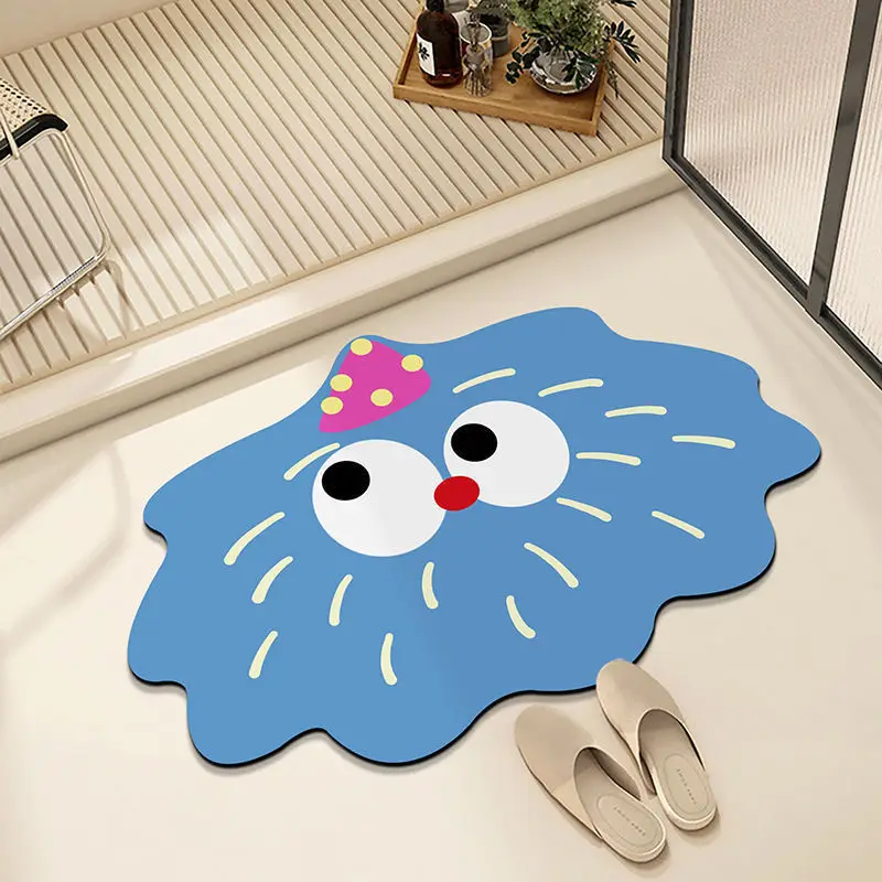 Special-shaped Funny Expression Bathroom Absorbent Floor Mat Toilet Door Anti-slip Door Mat Home Decorative Mat