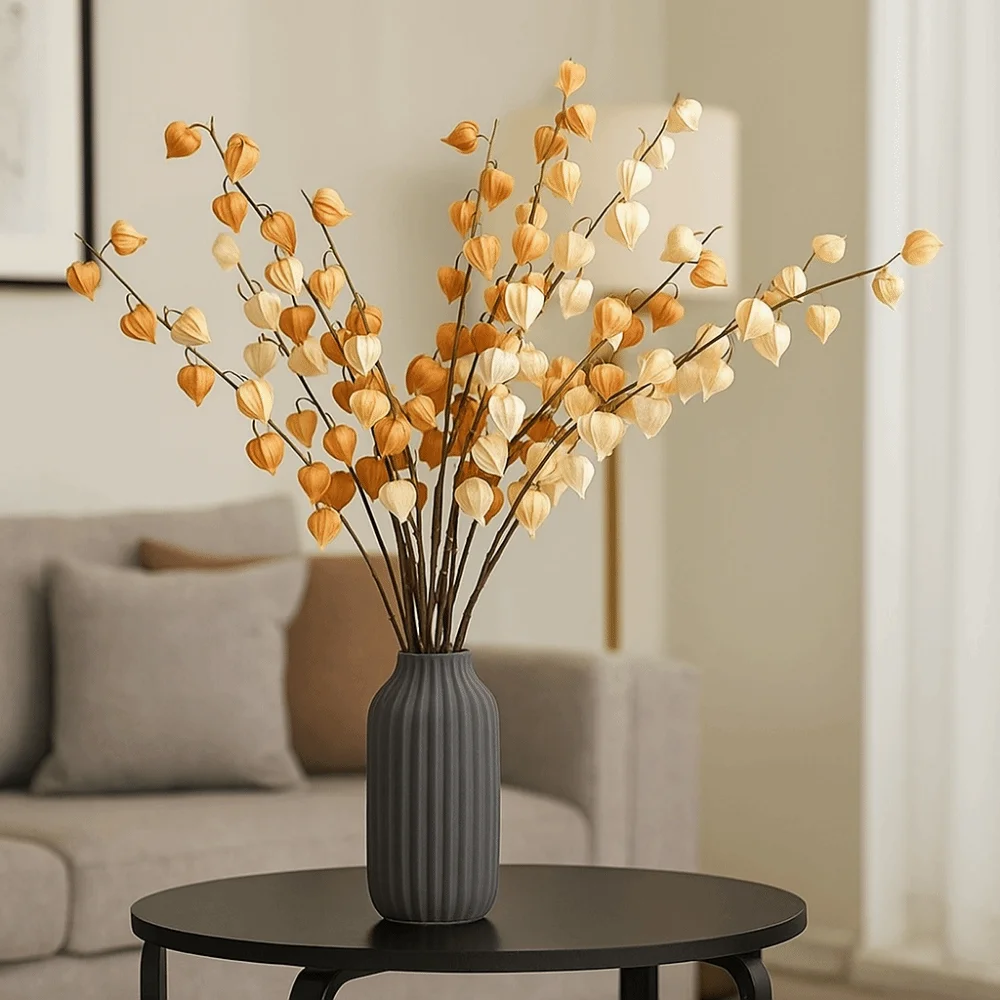 83 cm Artificiale Coco Pod Rami Real Touch Lanterna fatta a mano Ramo di frutta Piante finte realistiche Home Living Room Decor