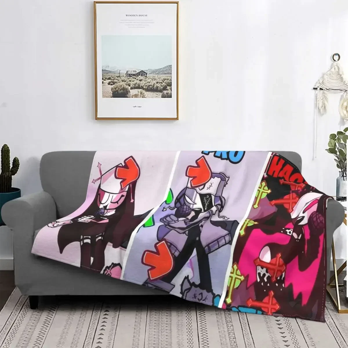 Cartoon Friday Night Funkin Collage Blankets Velvet Printed Portable Ultra-Soft Throw Blankets for Bedding Outdoor Bedspreads