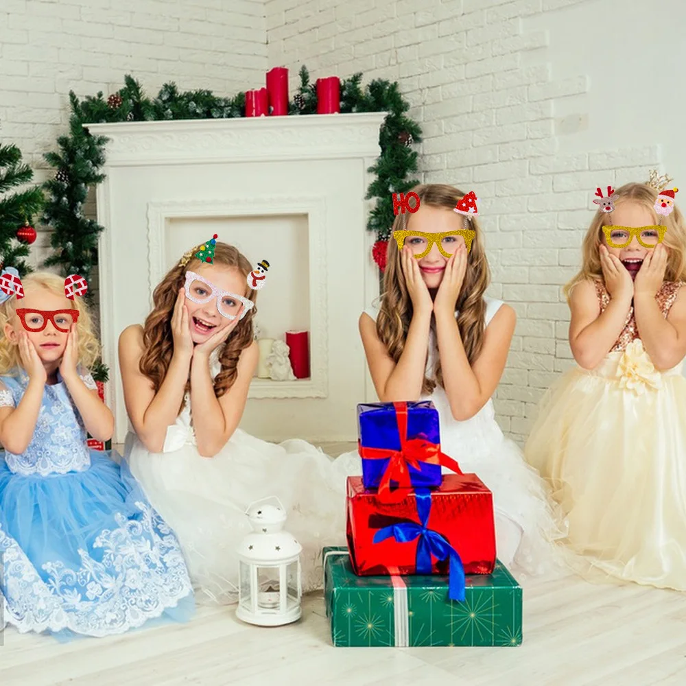 Cross-Border New Children'S Adult Christmas Glasses Photo Props Spring Ring Party Glasses Frame Christmas Decorations