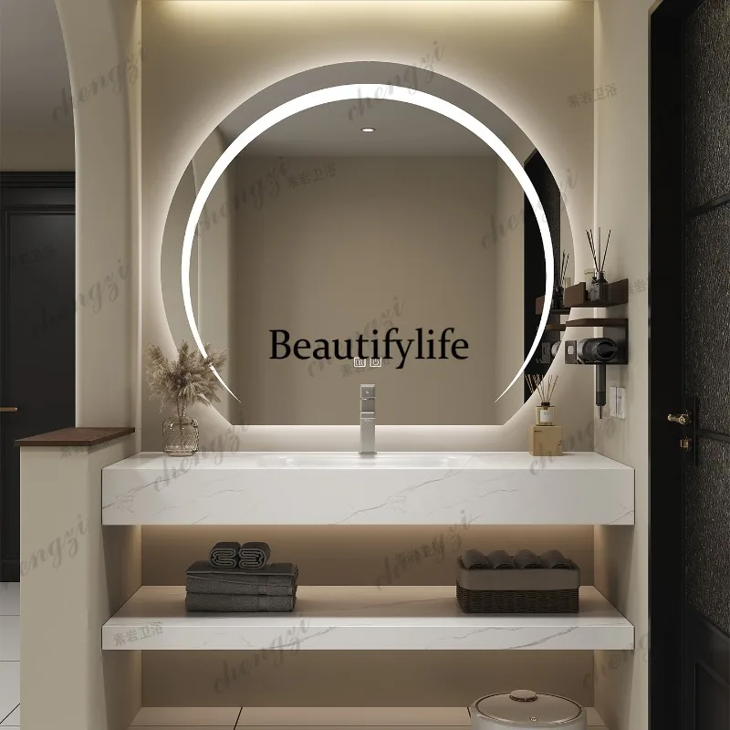 Double rock slab hot bending integrated basin bathroom wall-mounted washbasin washbasin bathroom cabinet combination