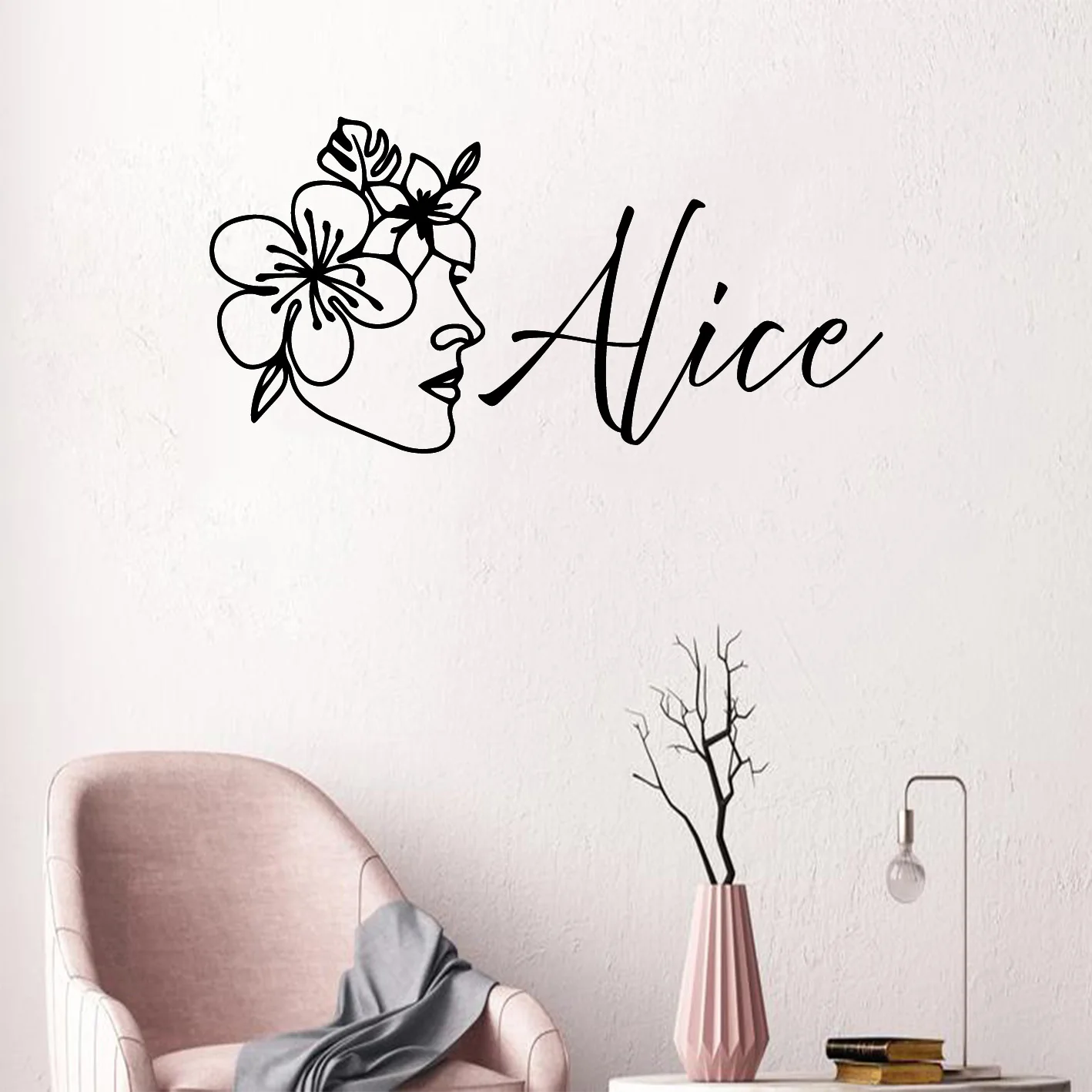 

1 pc useful salon Personalized Name Wall Sticker Removable Wall Stickers Diy Wallpaper for beauty or hairdressed Decoration