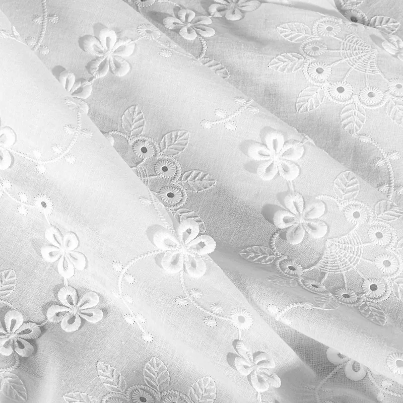 New 3D Cotton Embroidered Fabric Floral Embroidery Full Width 136CM for Hanfu Dress Women