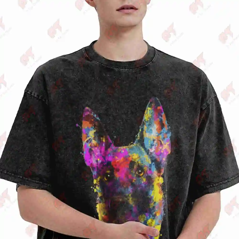 Belgian Shepherd Malinois Vintage Washed Tee Pure Cotton T-Shirt