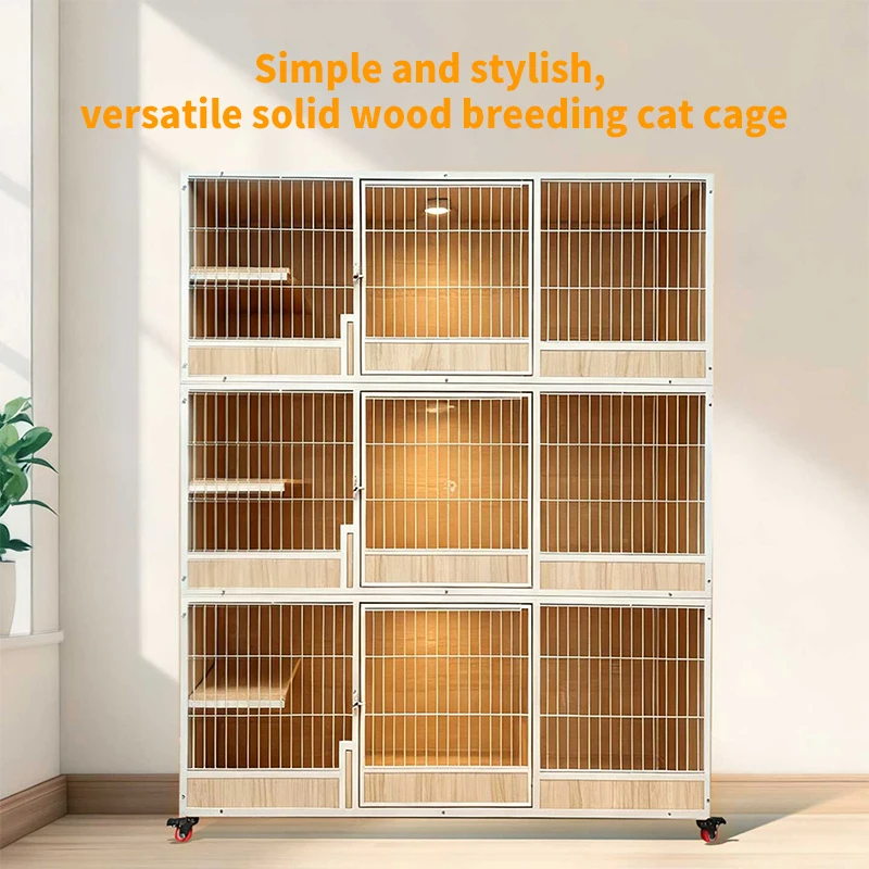 Best-selling Luxury Modern Stackable Three-Layer Wood Cat Cage Pet Furniture Factory Direct Sales