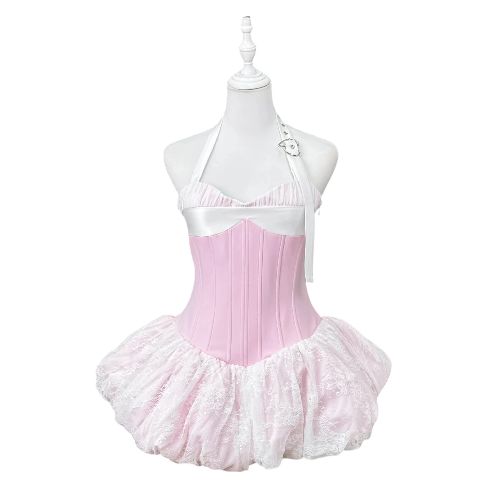 Sexy Retro Coquette Aesthetic Dress Luxurious Lace Bow Gown For Birthday Party Graduation Ceremony Concert Daily Outing Female
