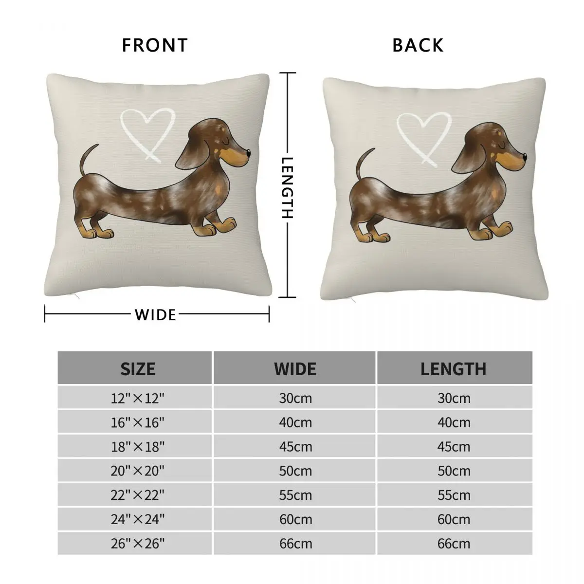 Dachshund Chocolate Sausage Dog Pillowcase Polyester Linen Velvet Printed Zip Decor Pillow Case Home Cushion Cover 45x45