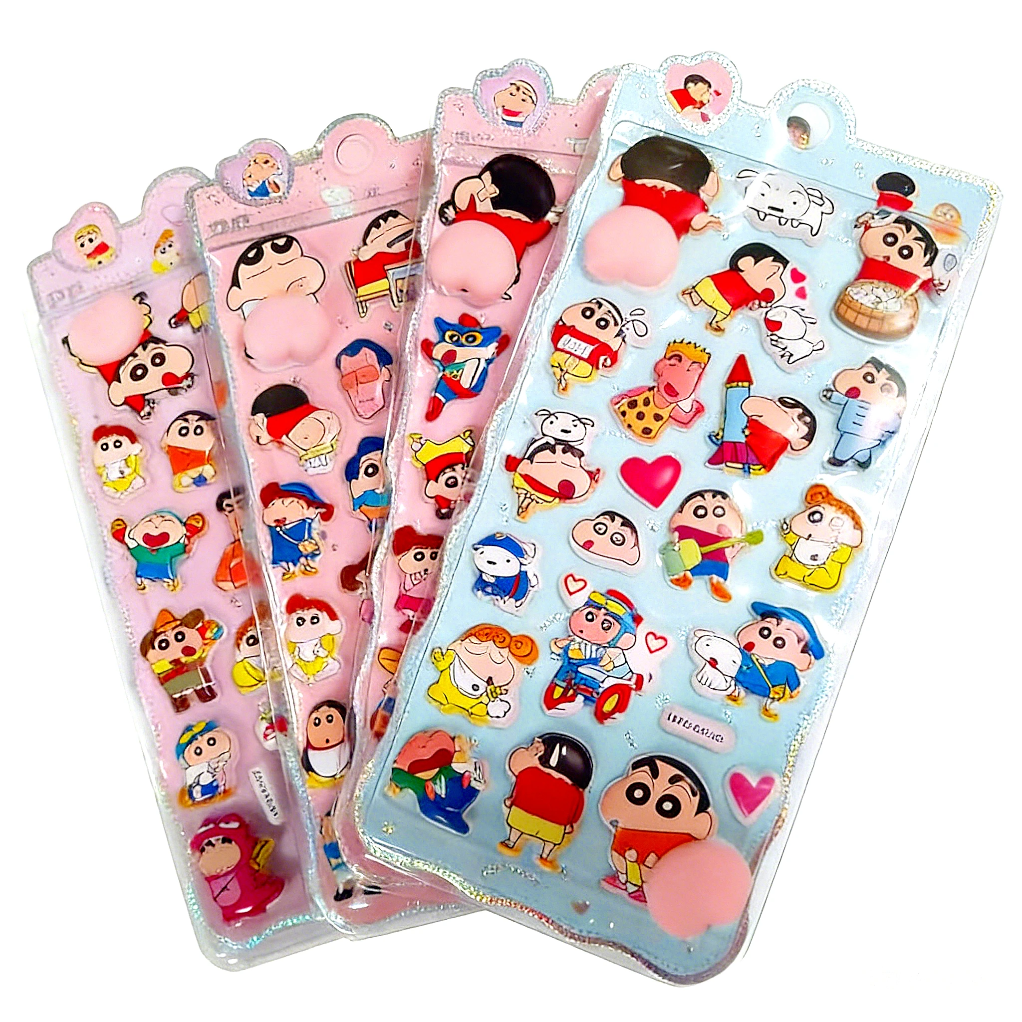 Pegatina 3D de Crayon Shin-chan, Calcomanía Suave con Forma de Glúteos Felices para Aliviar el Estrés y Decorar Fundas de Teléfono para Niños