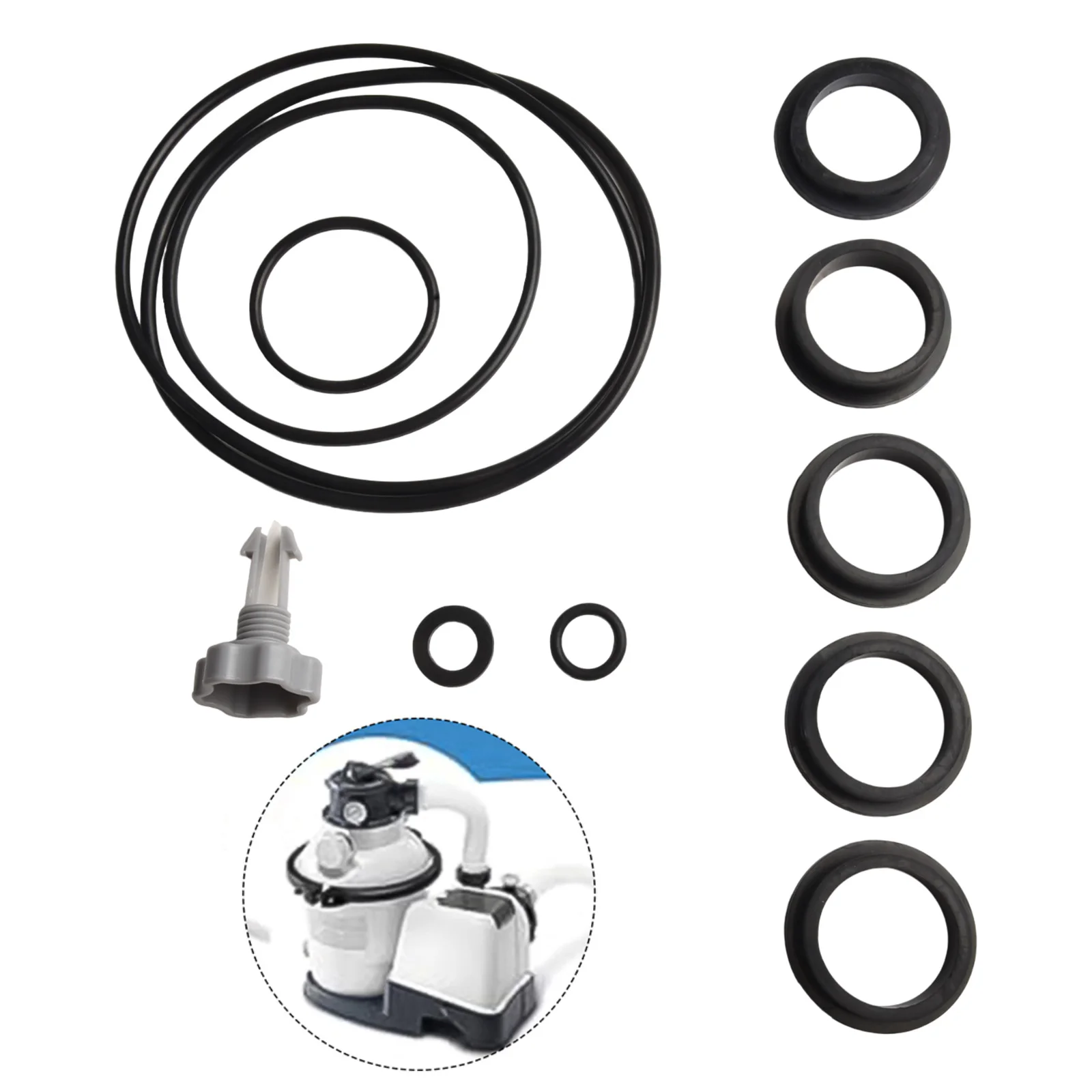 Gasket Part Set O-Rings Rubber O-Rings Seal Gasket Part Repair Set Black For Intex Sand Filter Pump Easy To Use