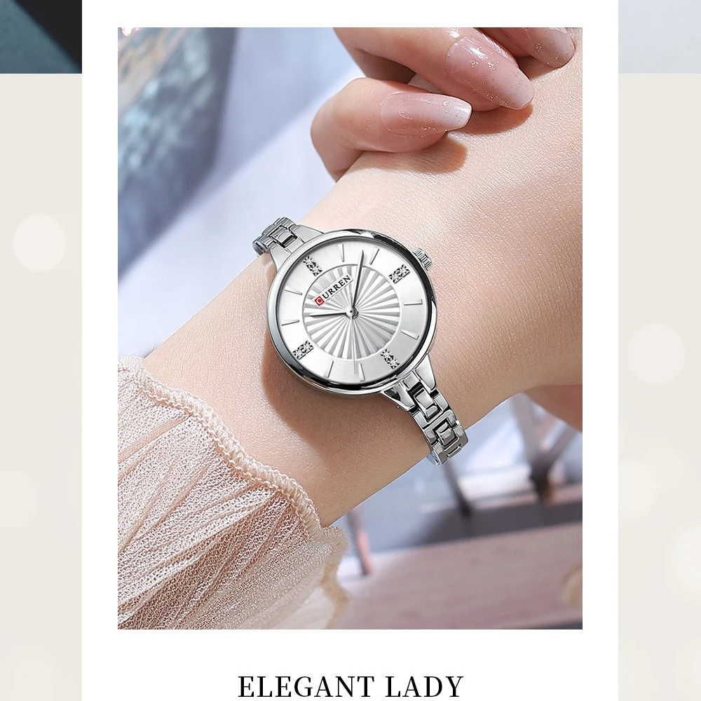 Curren 9097 Luxury Steel Belt Women's Watch Fashion Inlaid Diamond Waterproof Watches for Women Relogio Feminino Montres Femmes