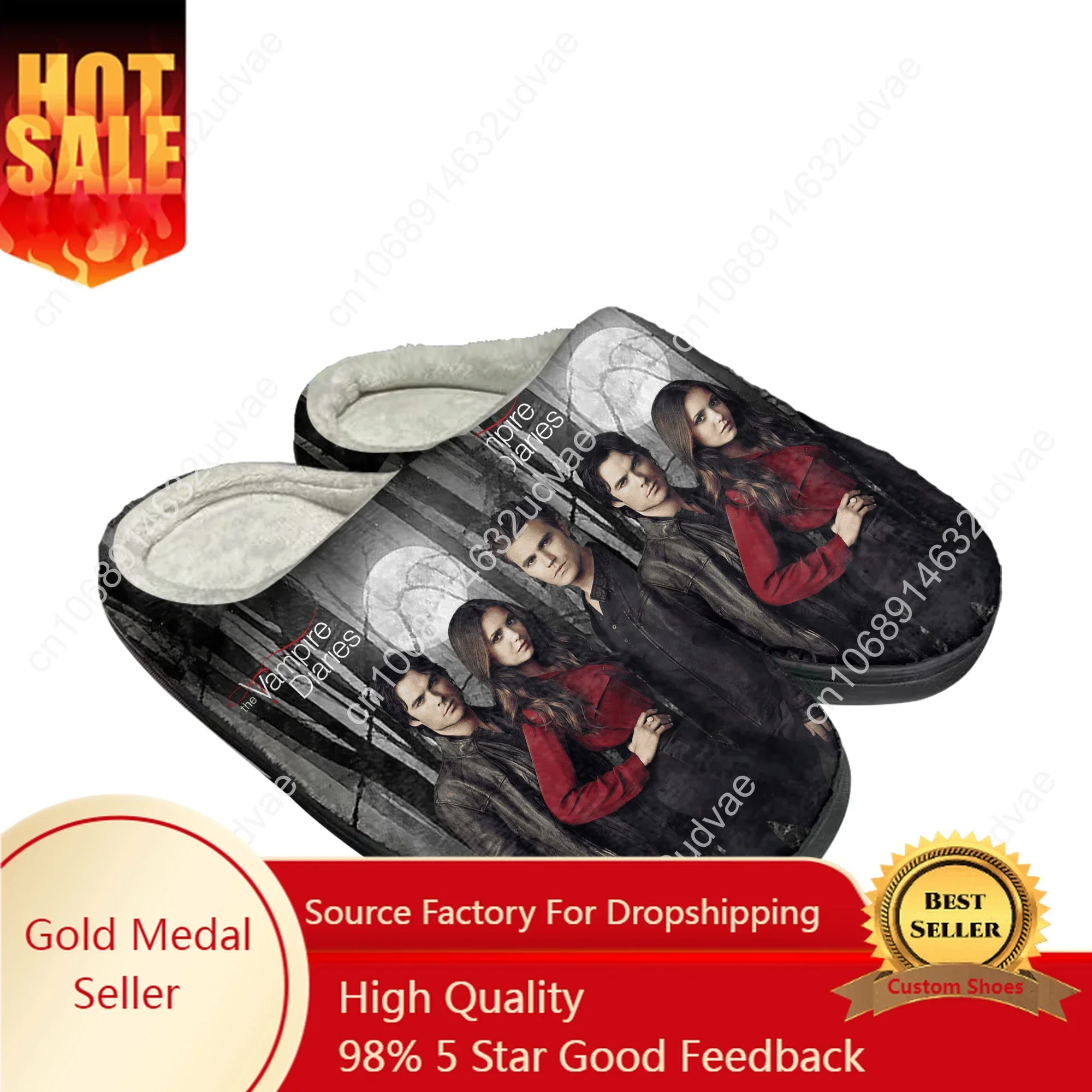 

The Vampire Diaries Damon Salvatore Home Cotton Custom Slippers Sandals Plush Mens Womens Casual Keep Warm Shoes Thermal Slipper