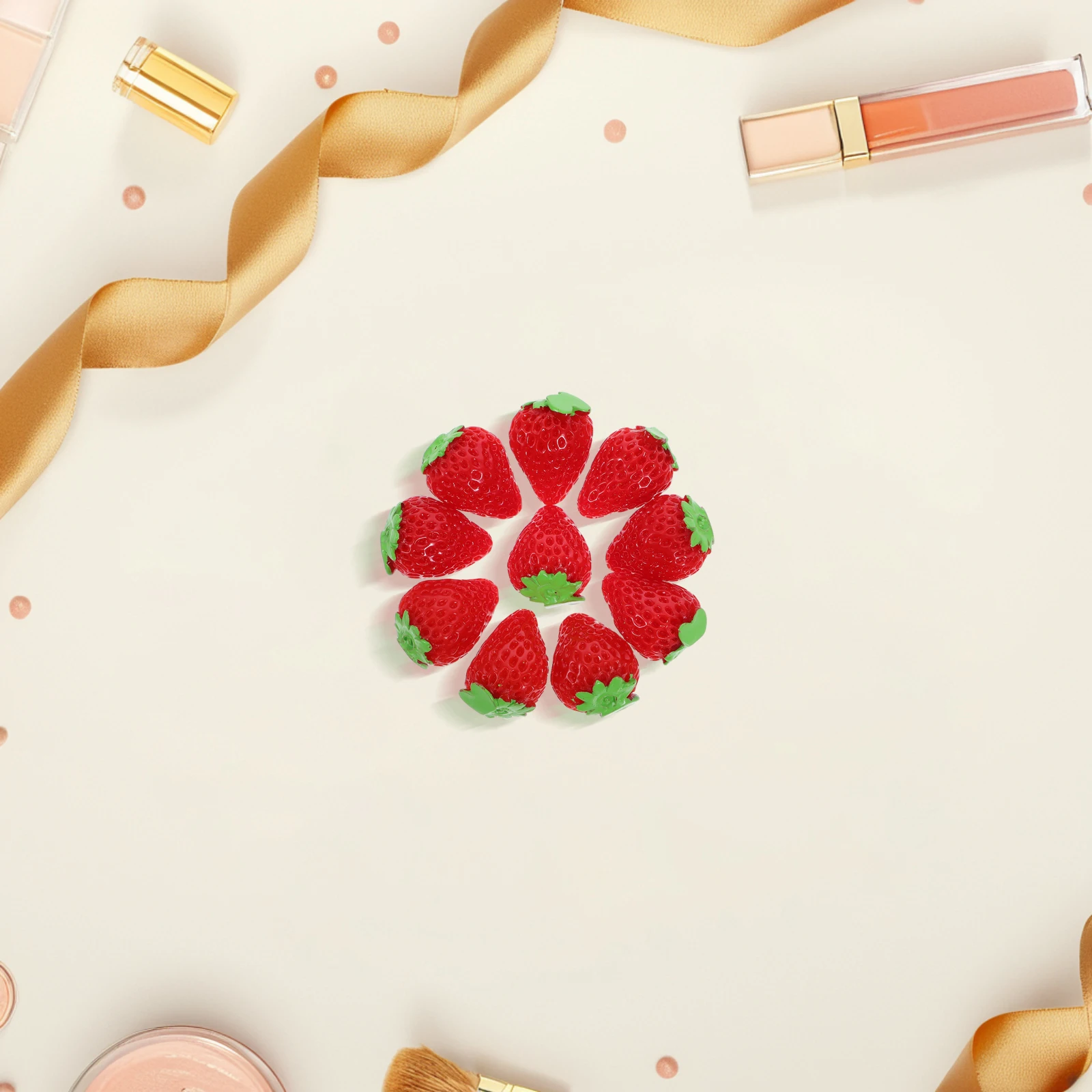 

10pcs Resin Strawberries Realistic Fake Mini Ornaments For Diy Crafts Home Kitchen Decor Summer Party Decorations Simulation