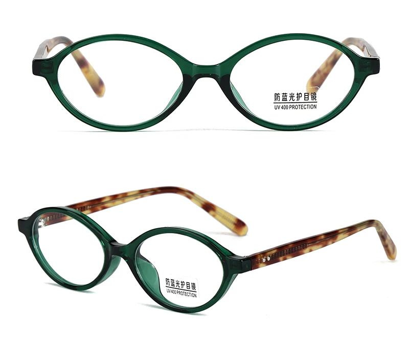 Kachawoo Kleine ovale Brille mit Blaulichtfilter, TR90-Acetat, Retro-Brillengestell für Herren und Damen, Unisex, europäischer Stil, Blaugrau – Detail 9