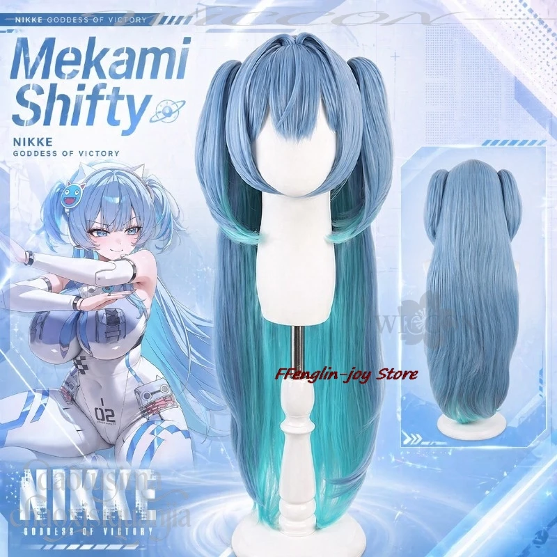 

Anime GODDESSS Game VICTORYSS Cosplay Mekami Shifty New Outfit Kawaii Gray Blue Wig Mint Colored Inner Hair Synthetic Hair 코스프레
