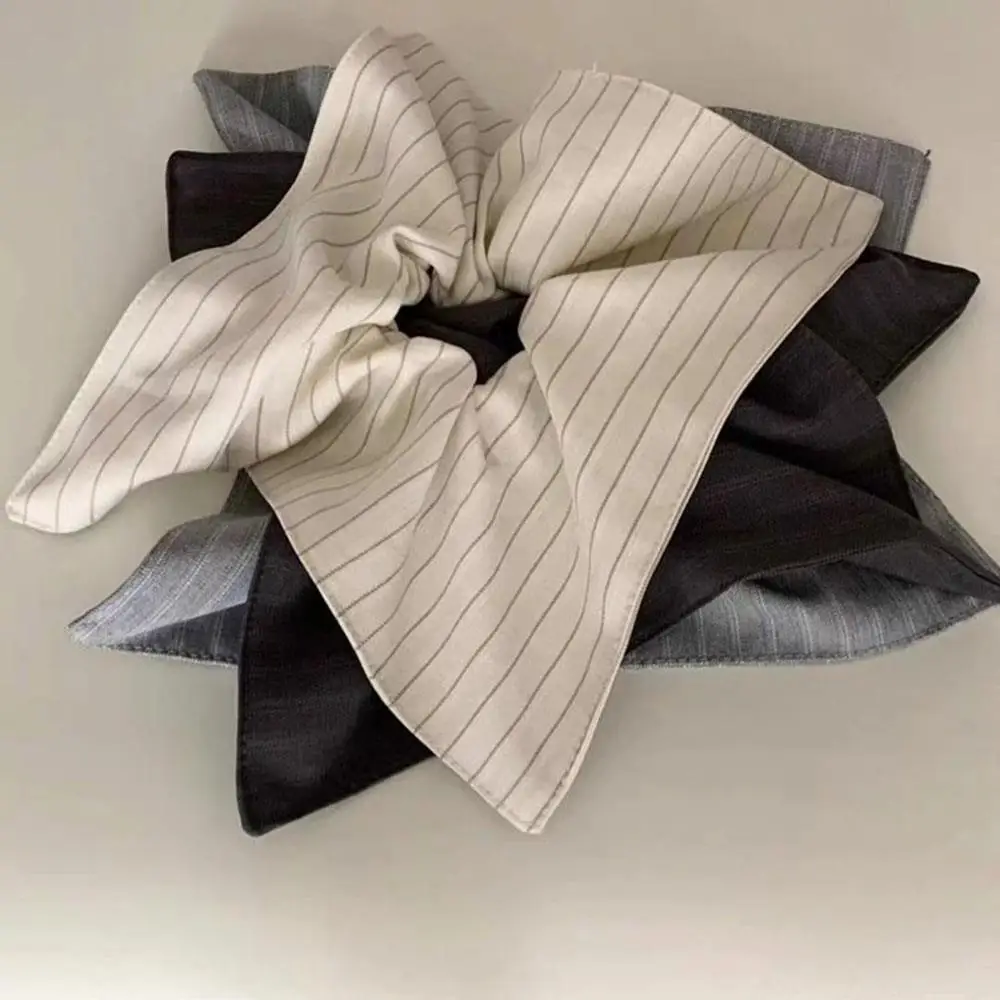 

Grey Alloy Love Large Intestine Hair Rope Hair Accessories Striped Fabric Square Scarf Beige Scrunchie Elastic Big Hair Tie