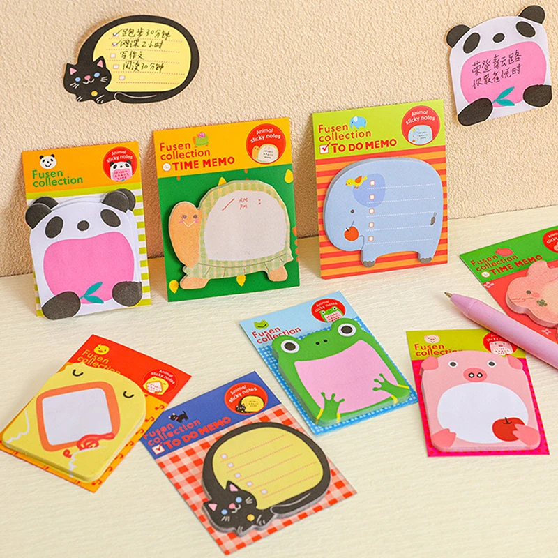 Cute Zoo Cartoon Sticky Notes, Nota Adesivos, Mensagem Adesivos, Material Estudante, Caderno, Escola, Papelaria de escritório