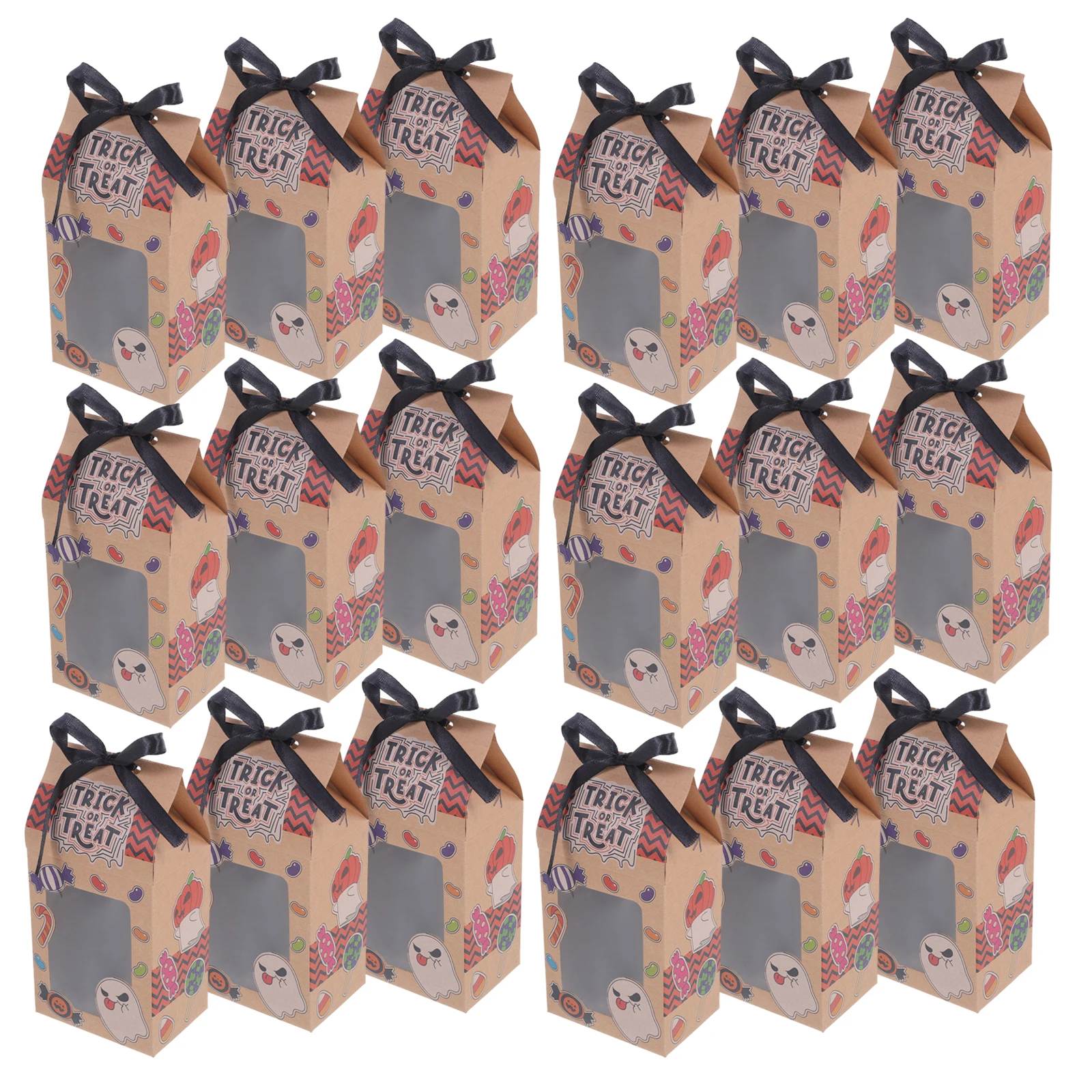 

50pcs Halloween C y Boxes Cookie Bakery Paper Treat Containers Window for Gifts Cake Small Bulk Party Favors Storage Display