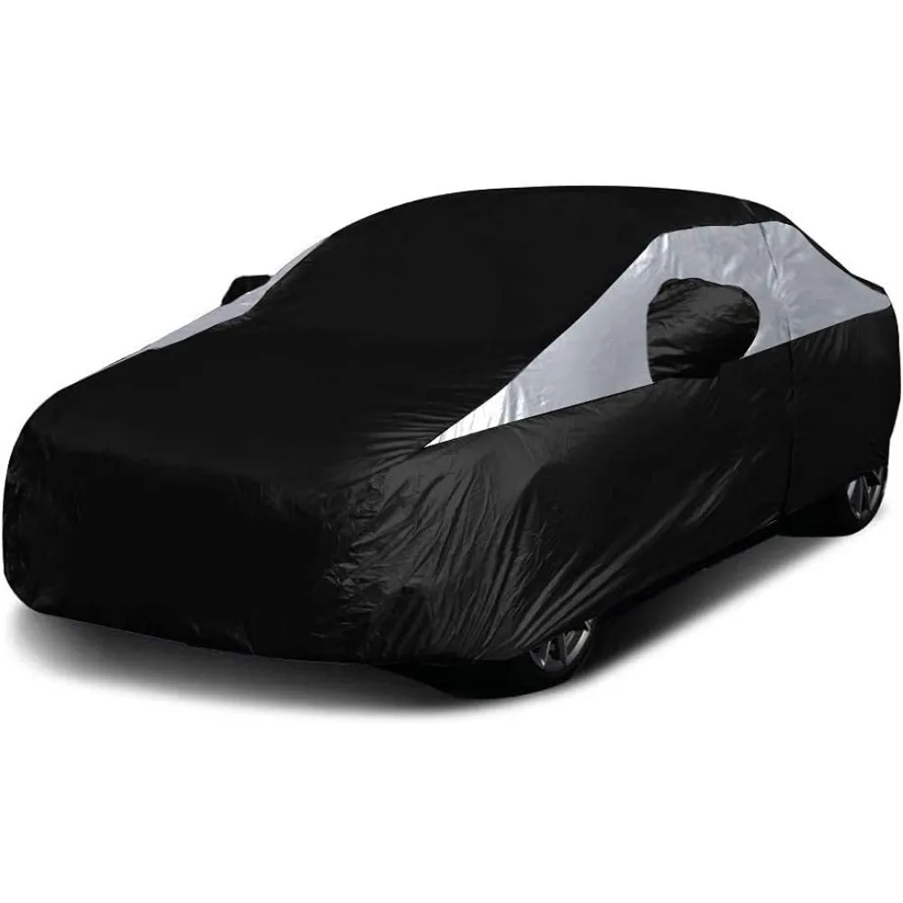 

Waterproof UV-Resistant Car Cover for Compact Sedans 176-185", Zippered Door, Scratch Protection