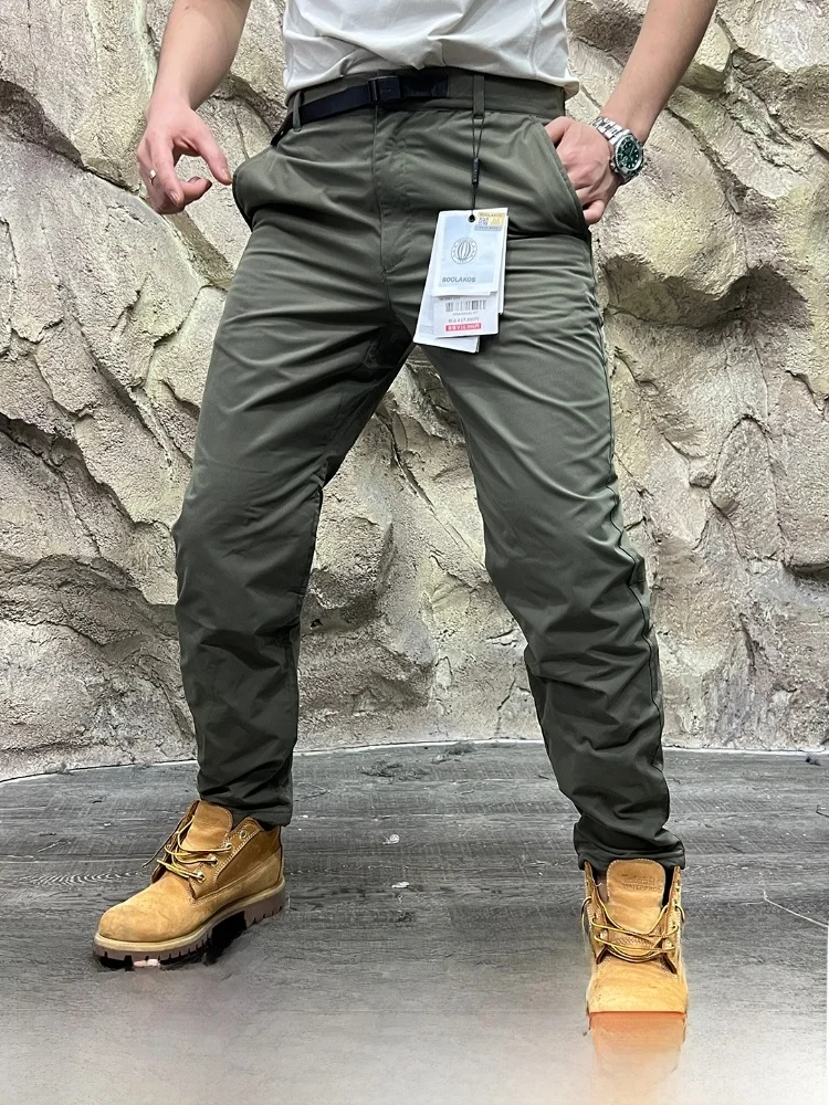 

Thiened водонепроницаемые теплопоглощающие мужские зимние уличные повседневные брюки с поясом, брюки из полиэфирного волокна, прямые брюки