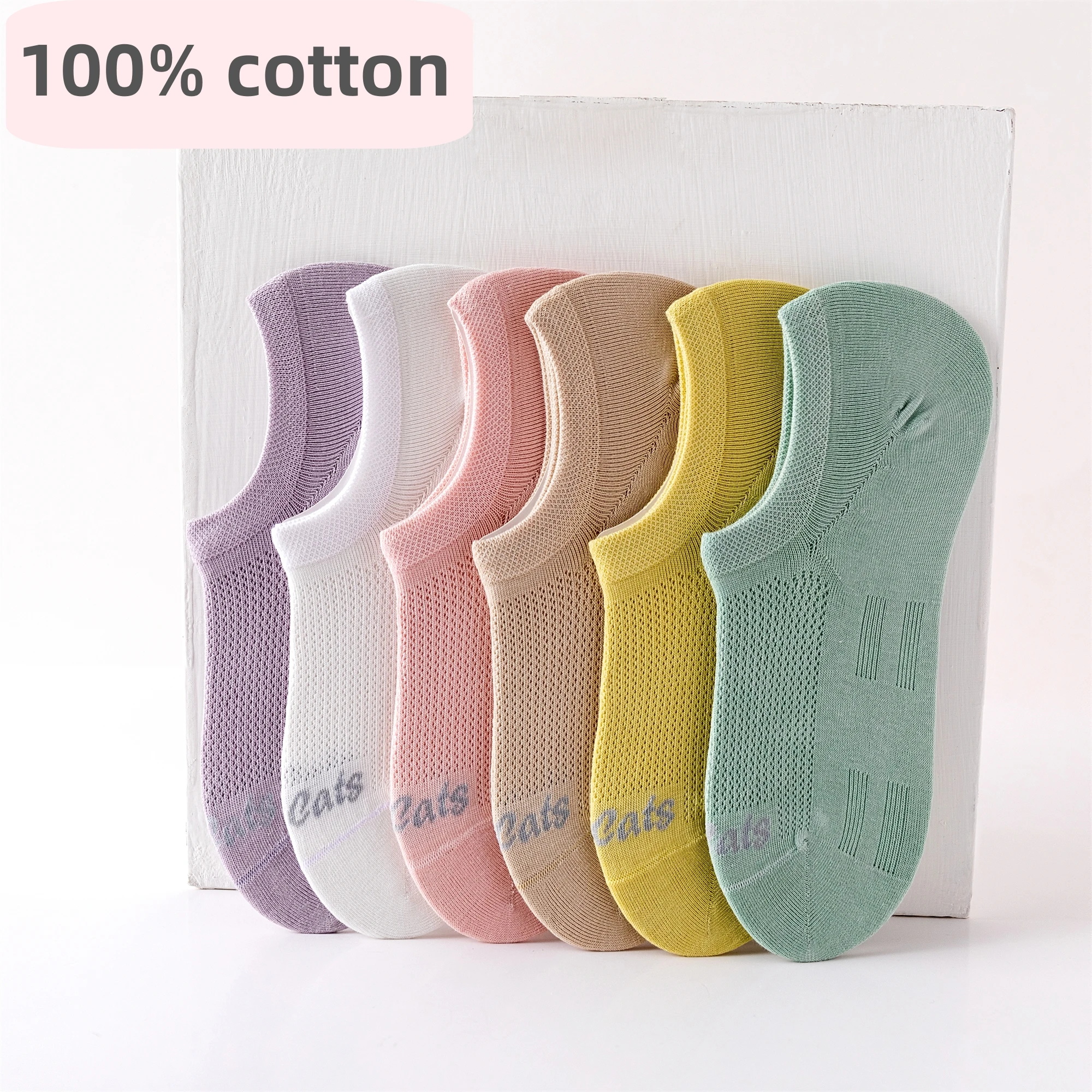 

6 Pairs of Summer Women's Sports Cotton Socks Breathable Comfortable Boat Socks Fashionable and Sweat Absorbing Short Socks